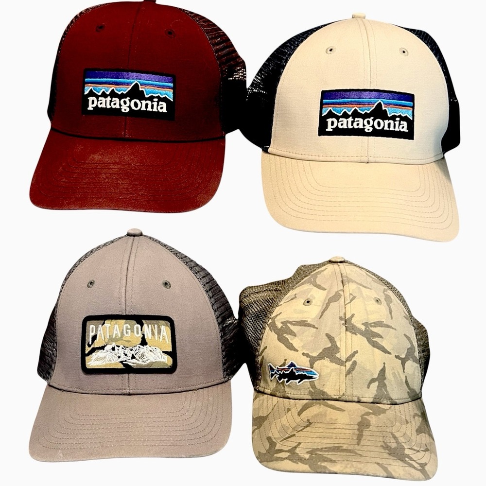Patagonia Trucker Hat Mesh Back Adjustable Embroidered Logo‎ Cap Men's LOT OF 4